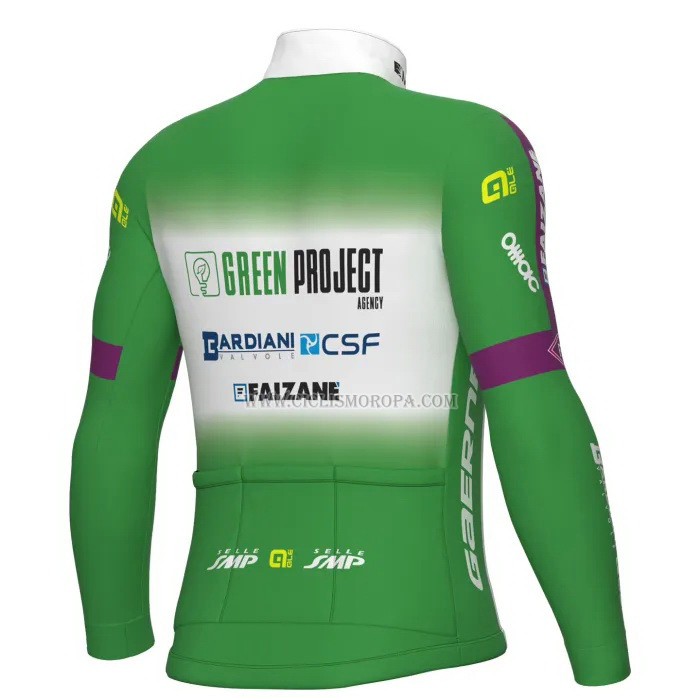 2023 Ropa Ciclismo Bardiani Csf Faizane Verde Blanco Mangas Largas y Culotte Largo